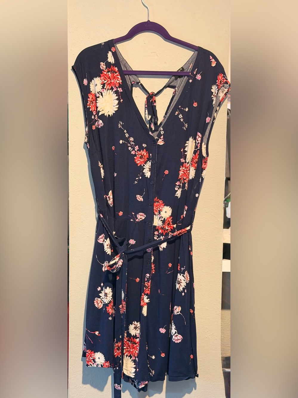 Torrid Navy Floral Button-Front Romper